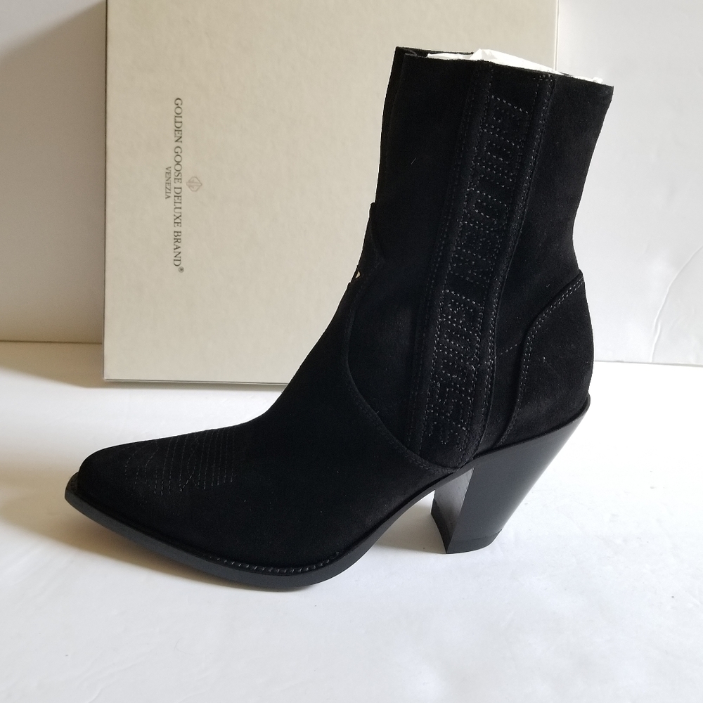 Golden Goose Suede Leather Fringe Limited Handmade Cowboy Boots Black Si… - Picture 3 of 11